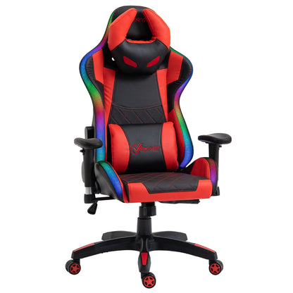 Vinsetto Gaming Office Chair with RGB LED Light, Lumbar Support, Gamer Recliner, Red