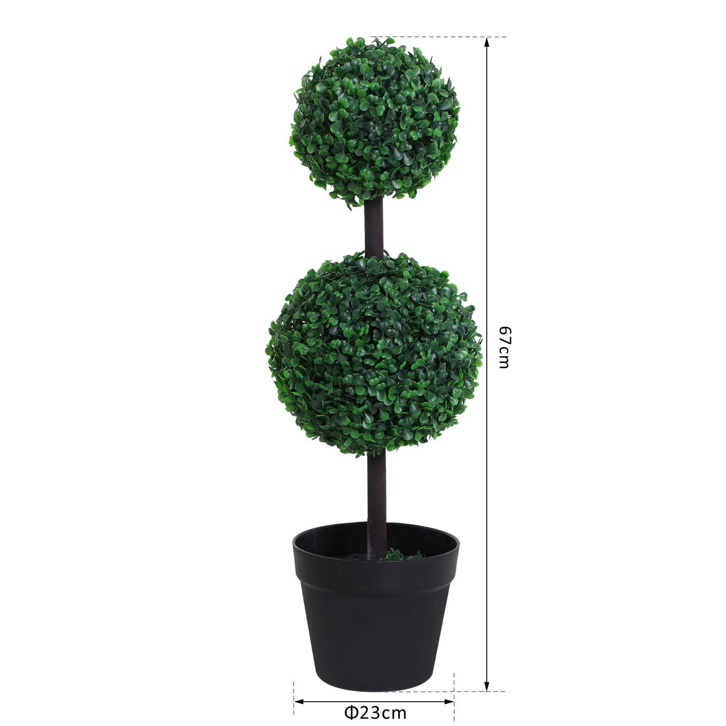 Outsunny Set of 2 Artificial Topiary Trees, with Pot (67cm)