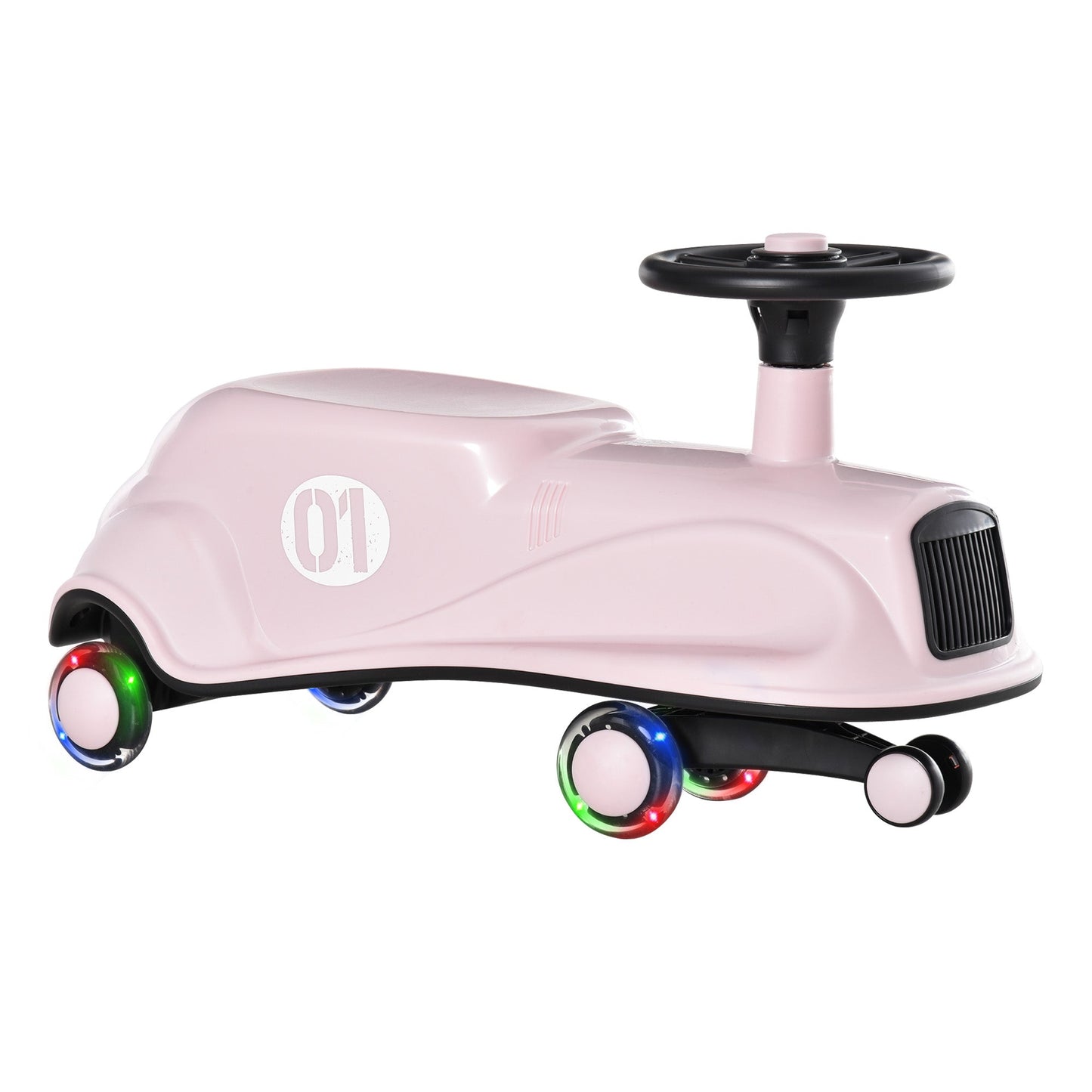 Wiggle Car Ride On Toy w/LED Flashing Wheels for 2-6 Years Old Pink