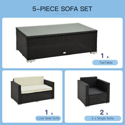 Outsunny 4-Seater Rattan Sofa Set - Black