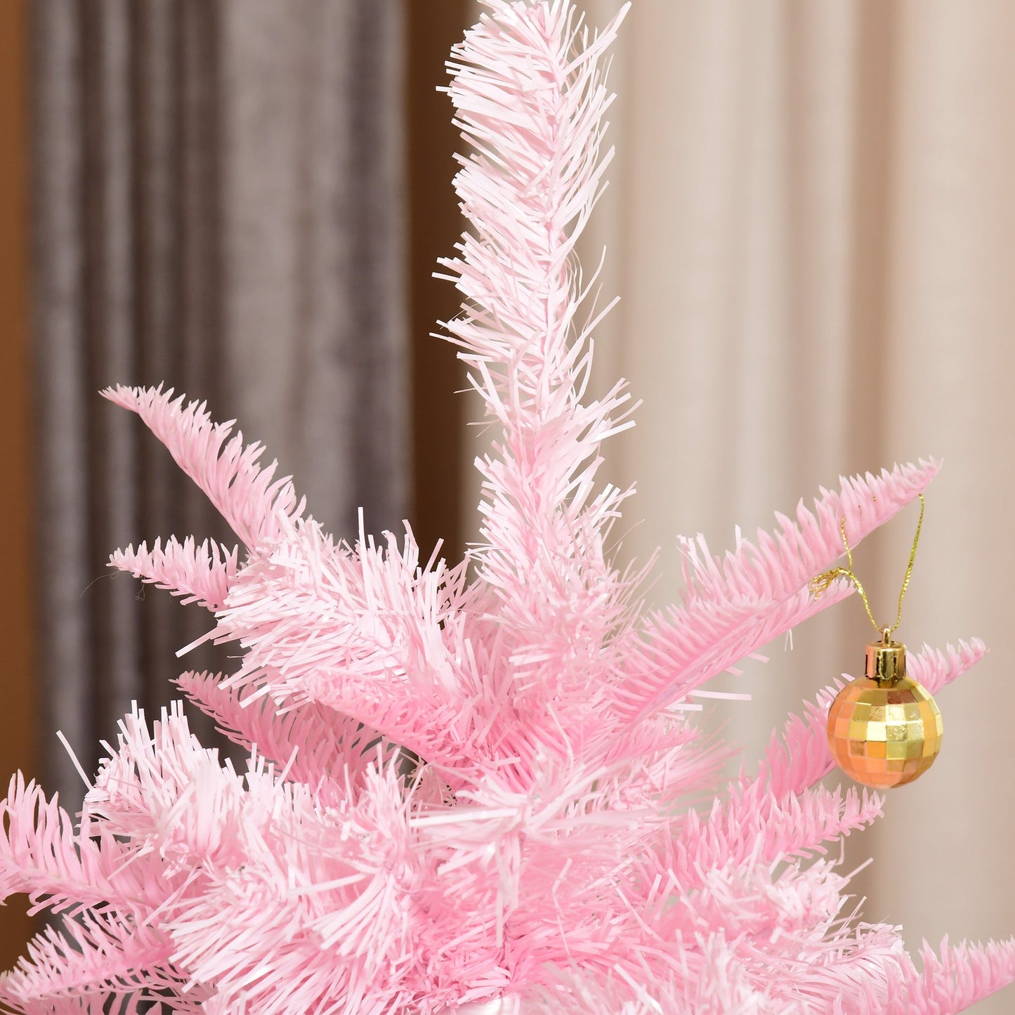 HOMCOM 5FT Artificial Christmas Tree Holiday Xmas Holiday Tree Decoration with Automatic Open for Home Party, Pink