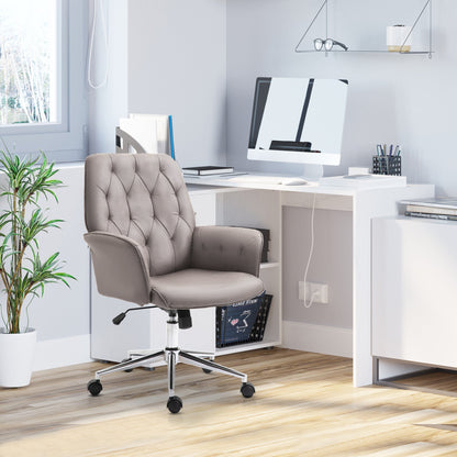 Vinsetto Micro Fiber Office Swivel Chair Mid Back Computer Desk Chair with Adjustable Seat, Arm - Light Grey