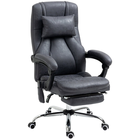 Vinsetto High Back Vibration Massage Office Chair with Headrest, Reclining Computer Chair with Footrest, Swivel Wheels, Remote and Side Pocket, Dark Gray