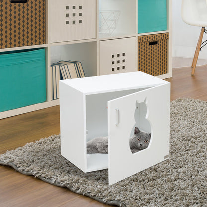 Pawhut Cat Litter Box Bathroom Furniture-White