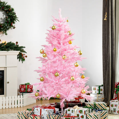 HOMCOM 5FT Artificial Christmas Tree Holiday Xmas Holiday Tree Decoration with Automatic Open for Home Party, Pink