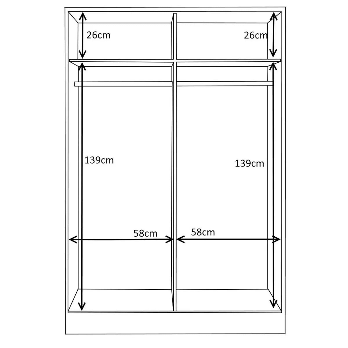 4 Pcs Reflect XL 2 Sliding Door Wardrobe Set - Grey & Matt White