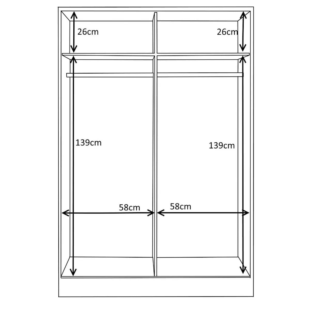 3 Pcs Reflect High Gloss XL 2 Door Sliding Wardrobe Set - Grey & White