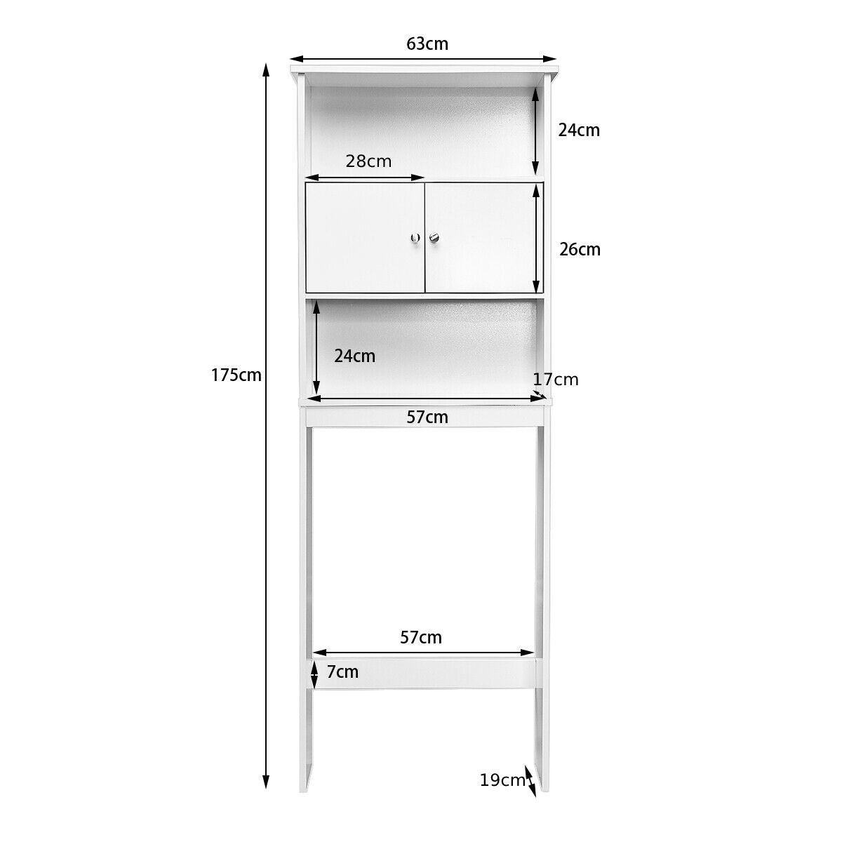 Landing Bathroom Shelf with Three Layers and Two Doors