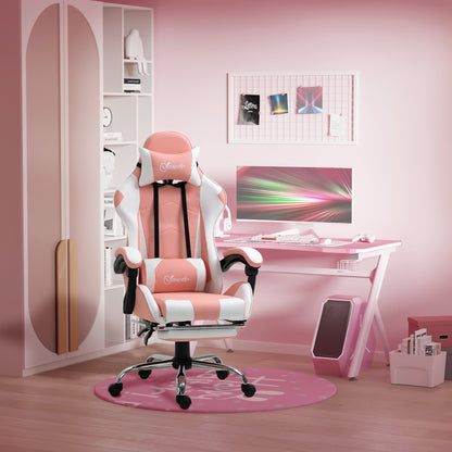 Vinsetto Racing Gaming Chair w/ Lumbar Support, Home Office Desk Gamer Recliner, Pink