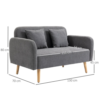 HOMCOM Two-Seater Modern Curved Sofa - Grey
