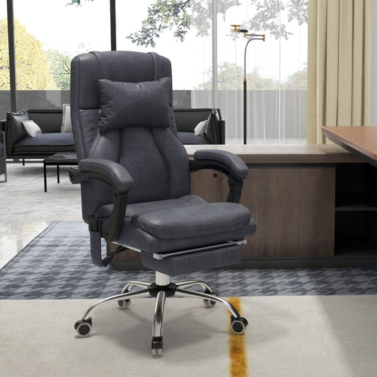 Vinsetto Massage Office Chair with Headrest and Footrest, Swivel Wheels, Remote and Side Pocket - Dark Gray