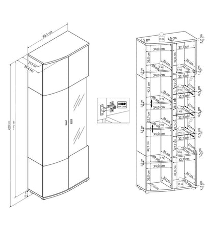 Dera 12 Tall Display Cabinet 70cm