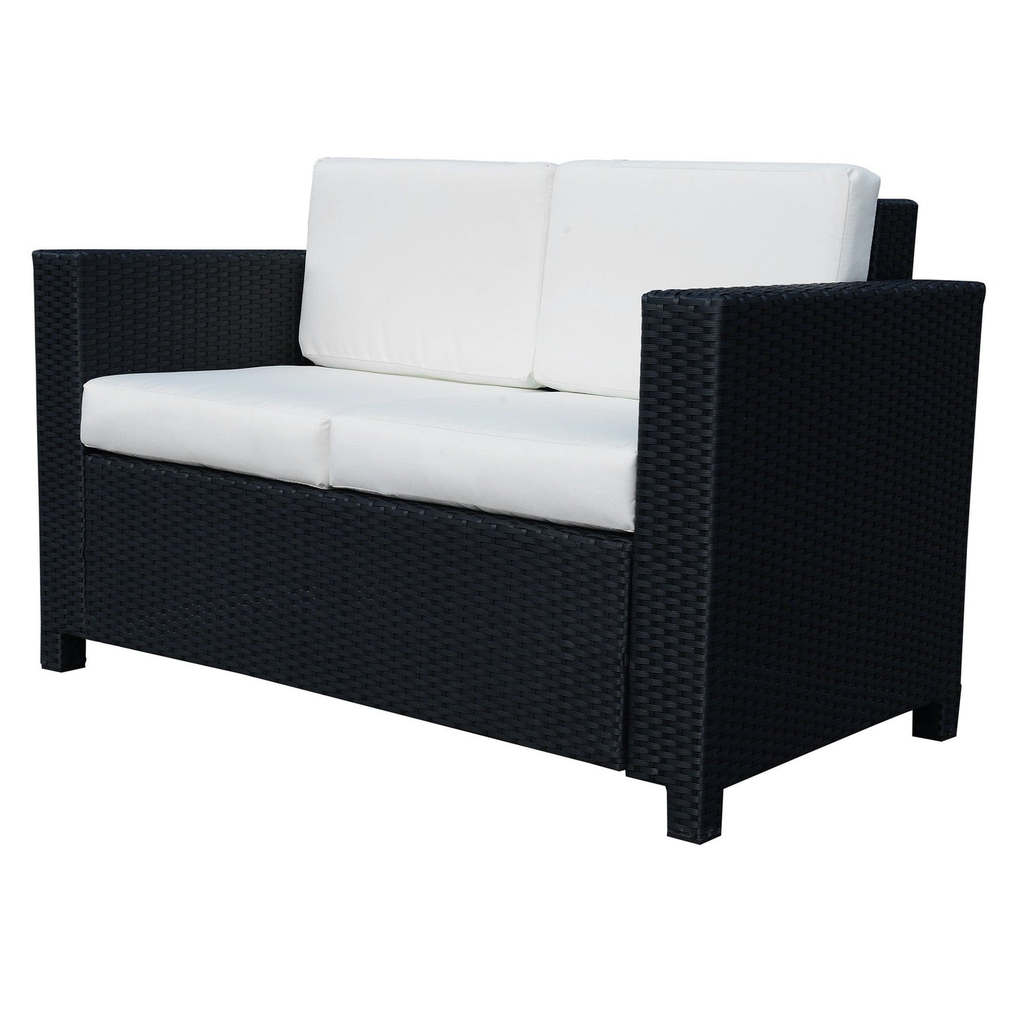 Outsunny 2-Seater Rattan Sofa - Black