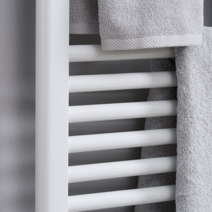 HOMCOM Straight Heated Towel Rail, Hydronic Bathroom Ladder Radiator Towel Warmer White