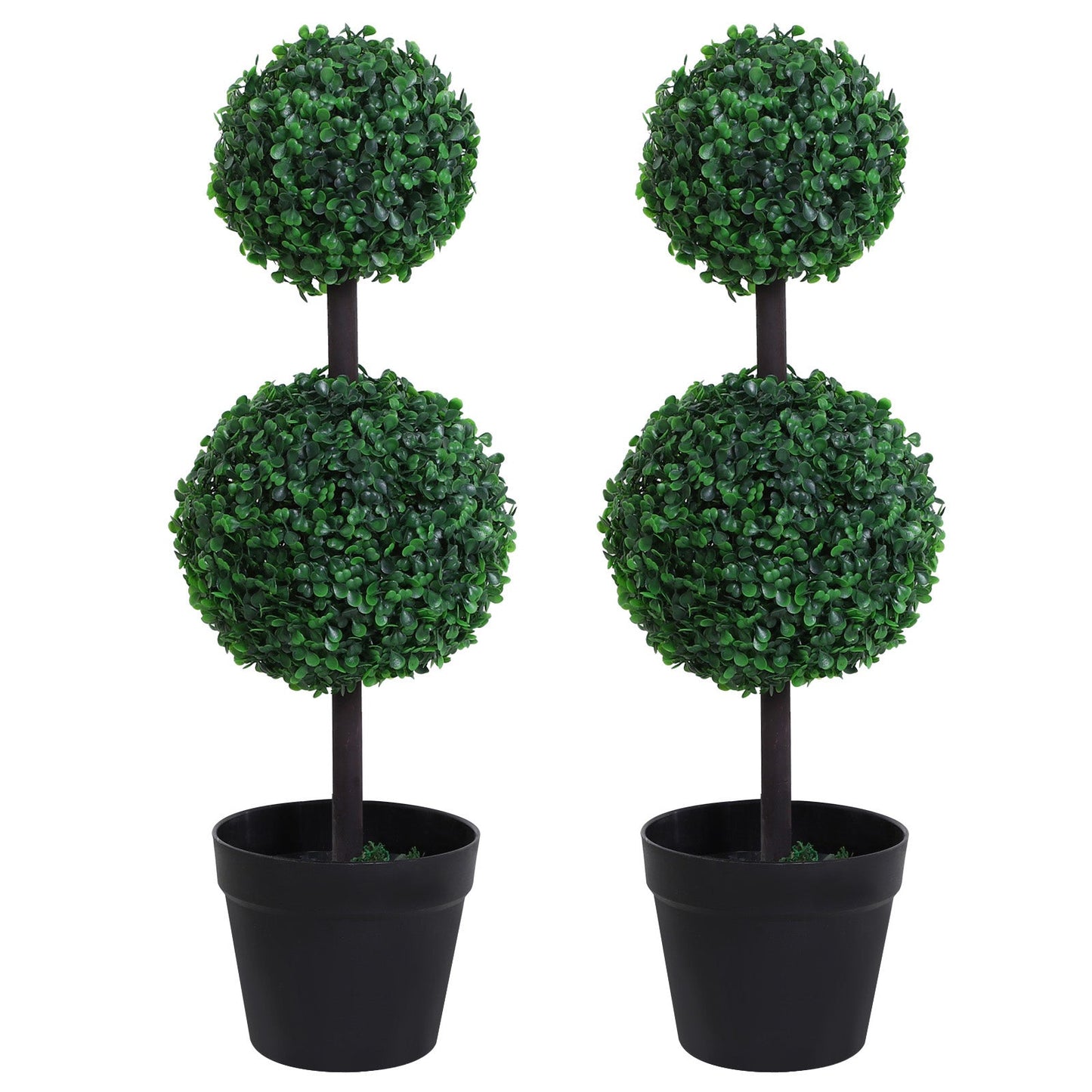 Outsunny Set of 2 Artificial Topiary Trees, with Pot (67cm)