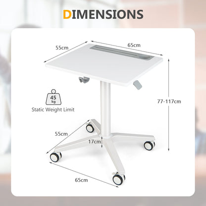 Adjustable Standing Laptop Table with Tablet and Cup Holder-White