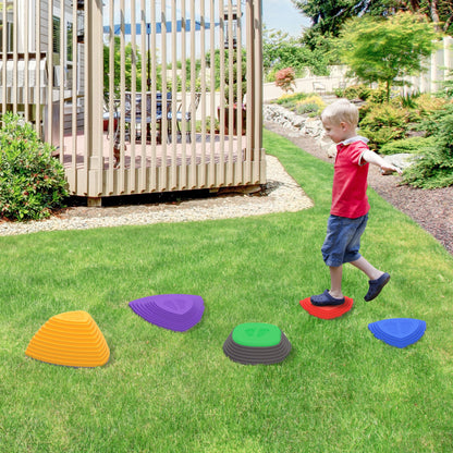 ZONEKIZ Stepping Stones Kids Balance River Stones 5 PCs Outdoor Indoor, for Obstacle Course, Sensory Play, Stackable, Non-Slip