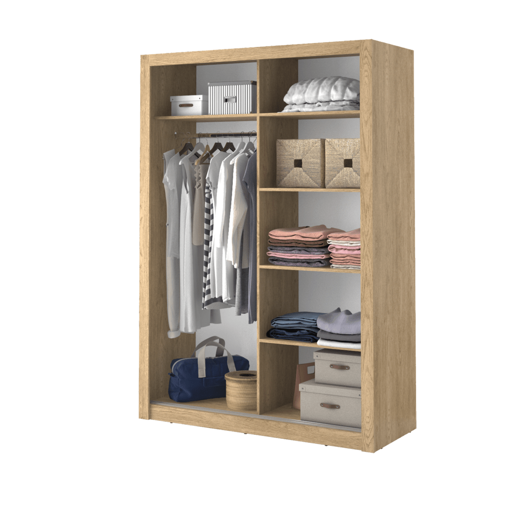 Zakhar 2 Door Sliding Wardrobe 150cm - Black, White, Grey or Oak