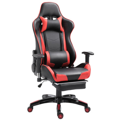 HOMCOM Gaming Chair High Back Swivel Home Office Computer Racing Gamer Desk Chair Faux Leather with Footrest, Wheels, Black Red