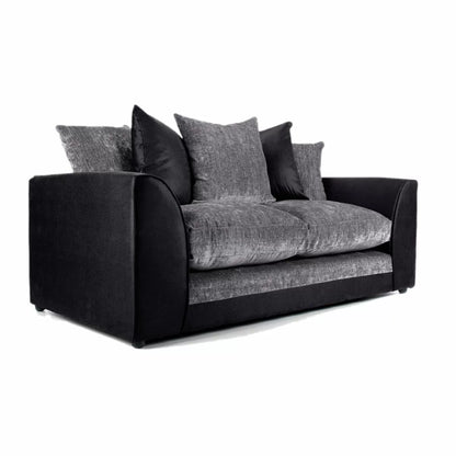 Aruba Fabric 3 Seater and 2 Seater Sofa Set - Black and Grey