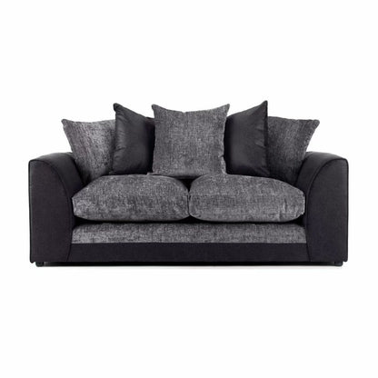 Aruba Fabric 3 Seater and 2 Seater Sofa Set - Black and Grey