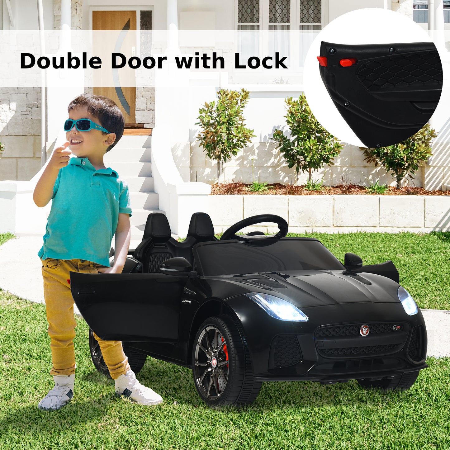 12V Jaguar F-Type SVR Kids Ride On Car with Remote control-Black