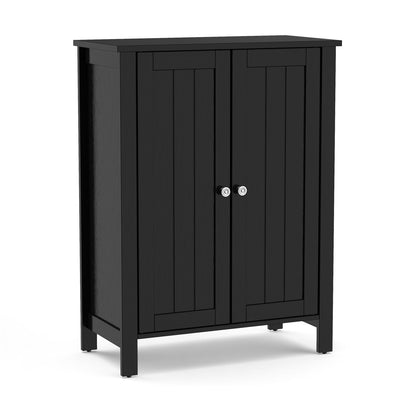 2-Door Freestanding Bathroom Floor Cabinet with Adjustable Shelves-Black