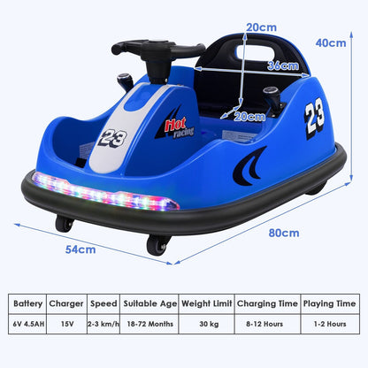 6V Battery Powered Kids Ride On Bumper Car with Dual Joysticks-Blue