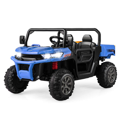 12V Electric Kids Ride-On 2-Seater Dump Truck-Blue