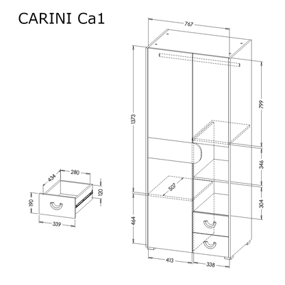 Carini CA1 Hinged Wardrobe 80cm