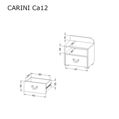 Carini CA12 Bedside Table 45cm