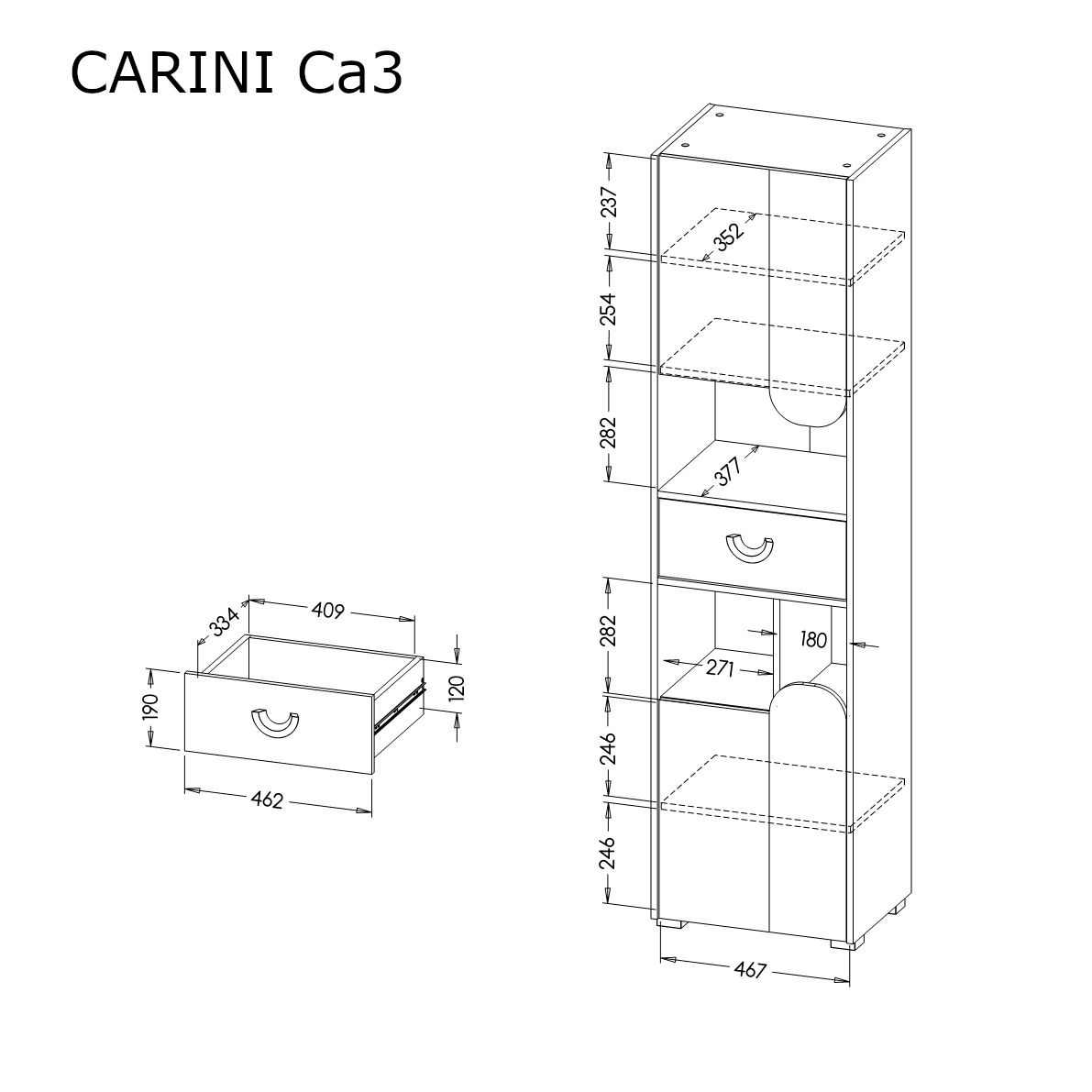 Carini CA3 Tall Cabinet 50cm