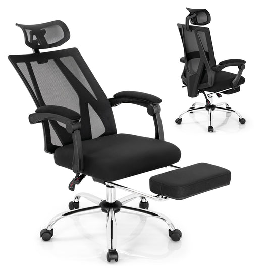 Ergonomic Recliner Mesh Office Chair with Retractable Footrest