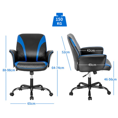 Ergonomic Office Computer Desk Chair with Adjustable Height-Blue