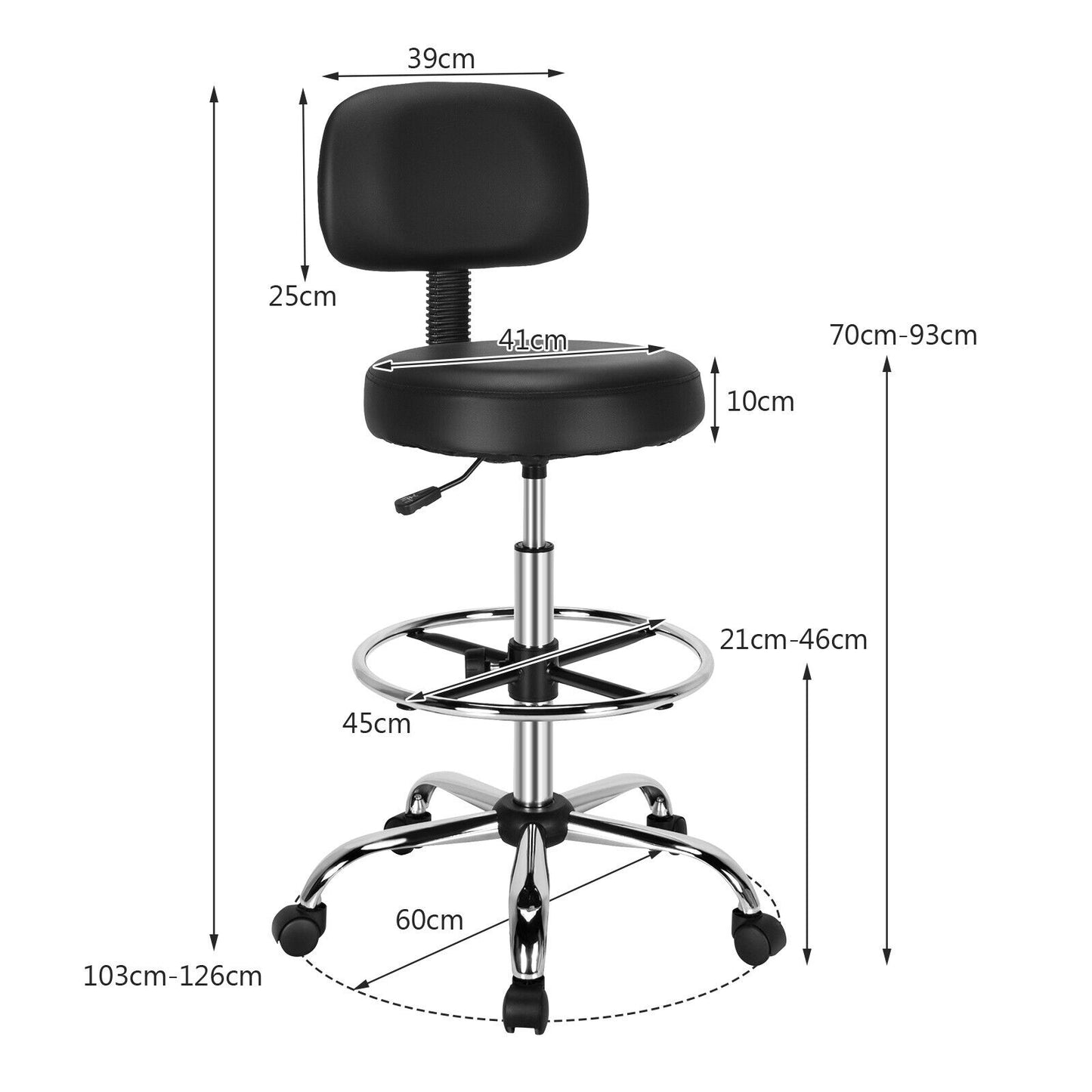 Ergonomic Drafting Chair with Backrest and Adjustable Footrest