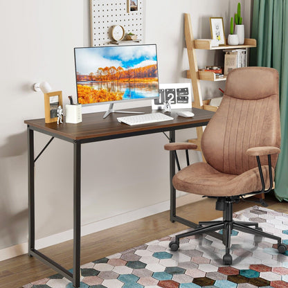 100x50x75cm Wooden Computer Desk for Home Office Bedroom-Walnut
