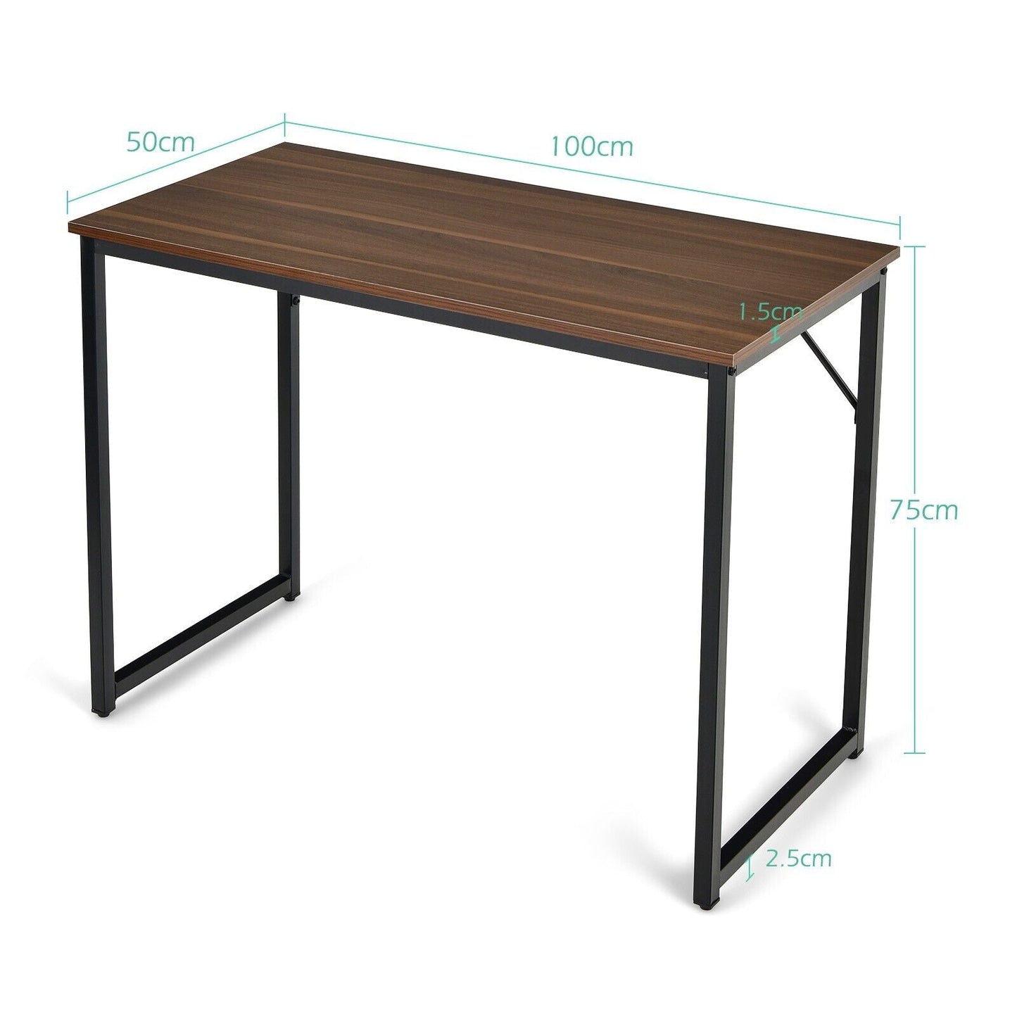 100x50x75cm Wooden Computer Desk for Home Office Bedroom-Walnut