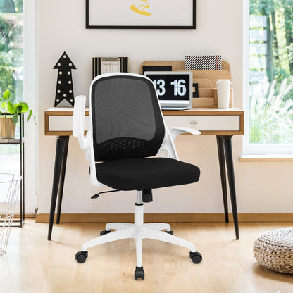 Height Adjust Swivel Rolling Mesh Office Chair with Ergonomic Mid-Back-White