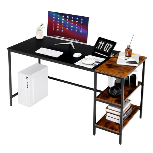 Multifunctional Computer Desk with Removable Storage Shelf - Black