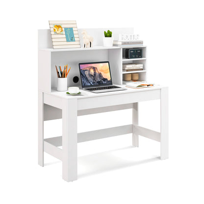 Computer Desk with Bookshelf and Anti-Tipping Kits-White