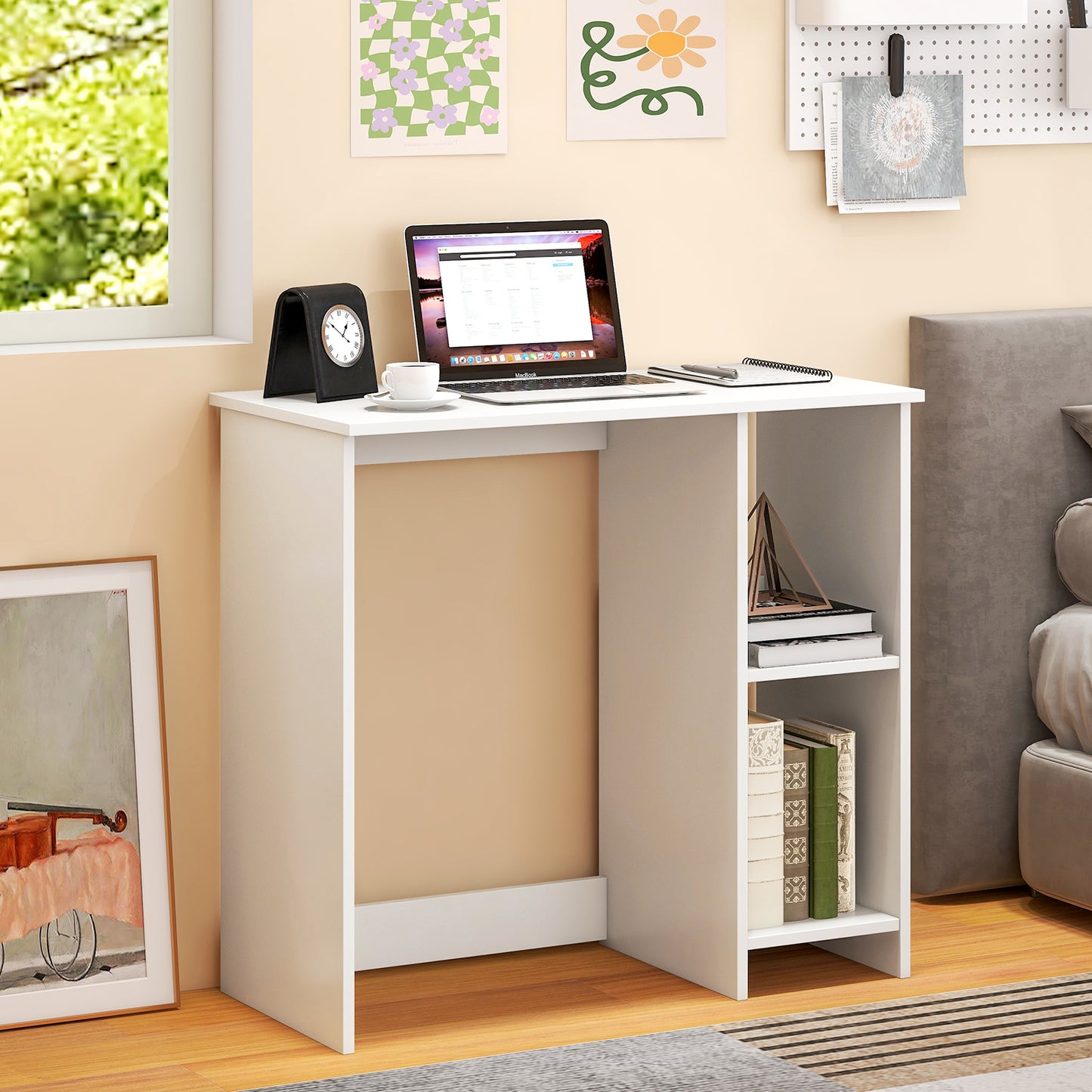 31.5 Inch Home Office Desk for Small Space-White