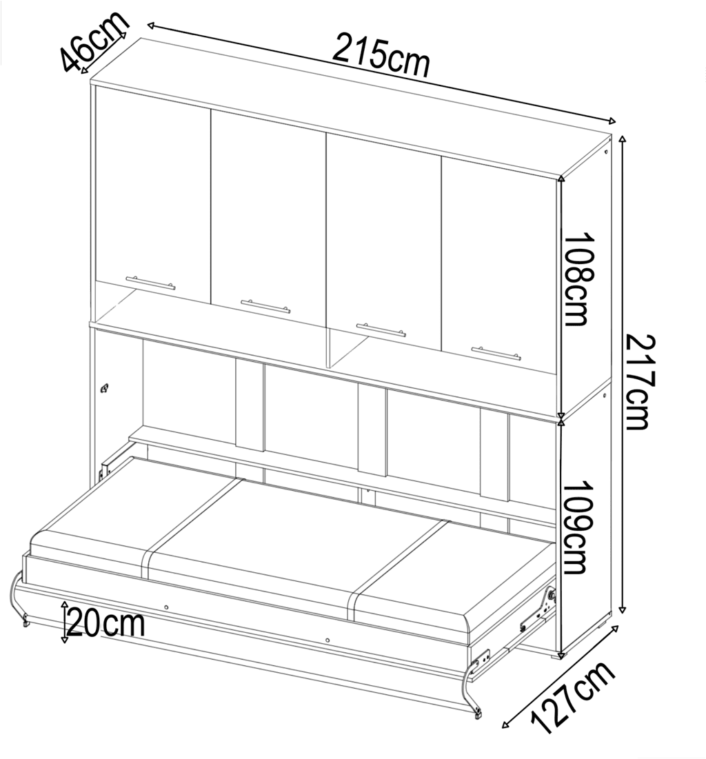 CP-11 Over Bed Unit for Horizontal Wall Bed Concept Pro 90cm
