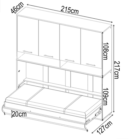 CP-11 Over Bed Unit for Horizontal Wall Bed Concept Pro 90cm