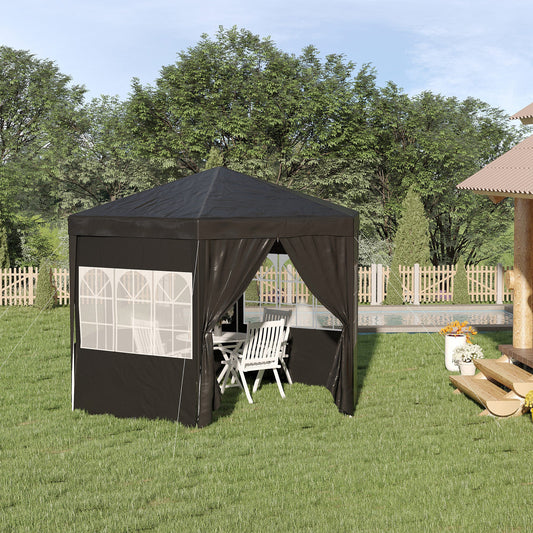 Outsunny 3.9m Gazebo Canopy Party Tent with 6 Removable Side Walls for Outdoor Event with Windows and Doors, Black