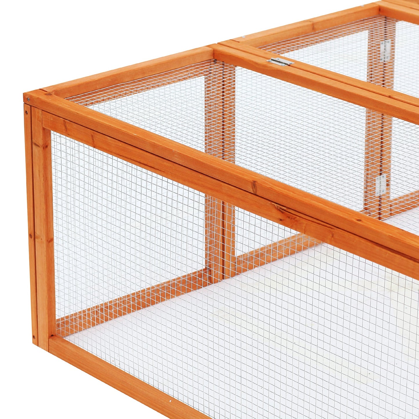 Pawhut Wooden Rabbit Hutch Outdoor, Guinea Pig Hutch, Bunny Cage with Wire Mesh Safety Rabbit Run and Play Space 181 x 100 x 48 cm