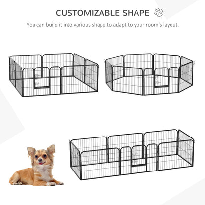 Pawhut Heavy Duty Dog pen 8 Panel Pet Puppy PlayPen Rabbit Hutch Run indoor outdoor Black, 80 x 60 cm