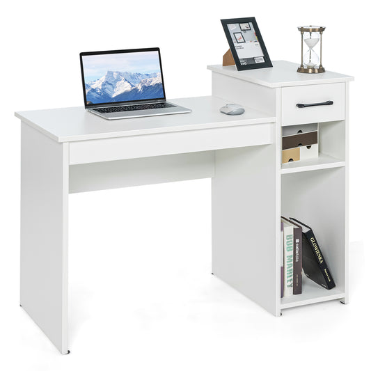 Laptop PC Computer Desk with Drawer and CPU Stand-White