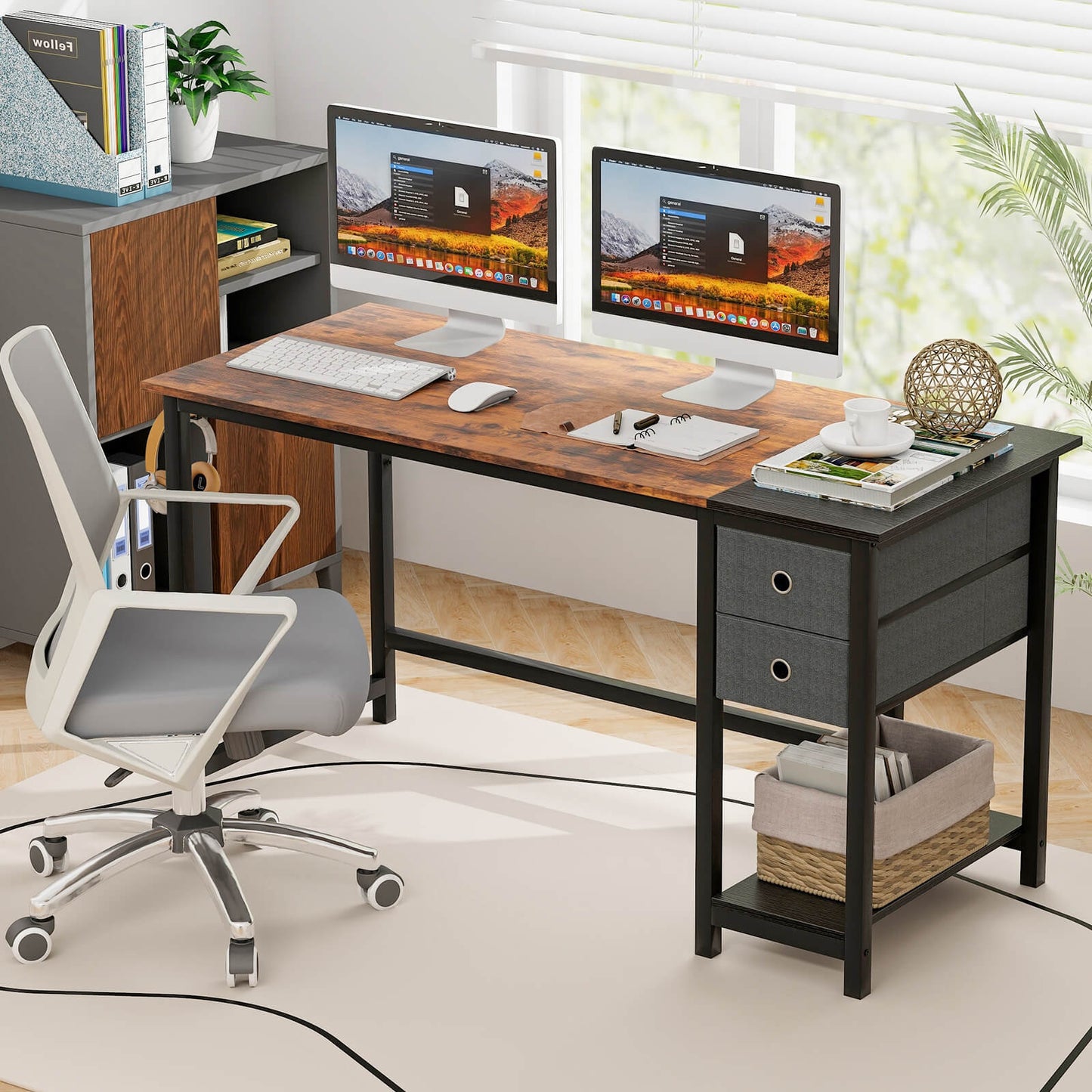 140cm Office Desk Computer Workstation with 2 Drawers and Hook-M