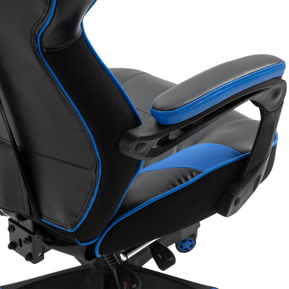 Vinsetto PU Leather Gaming Chair with Footrest and Headrest - Blue/Black