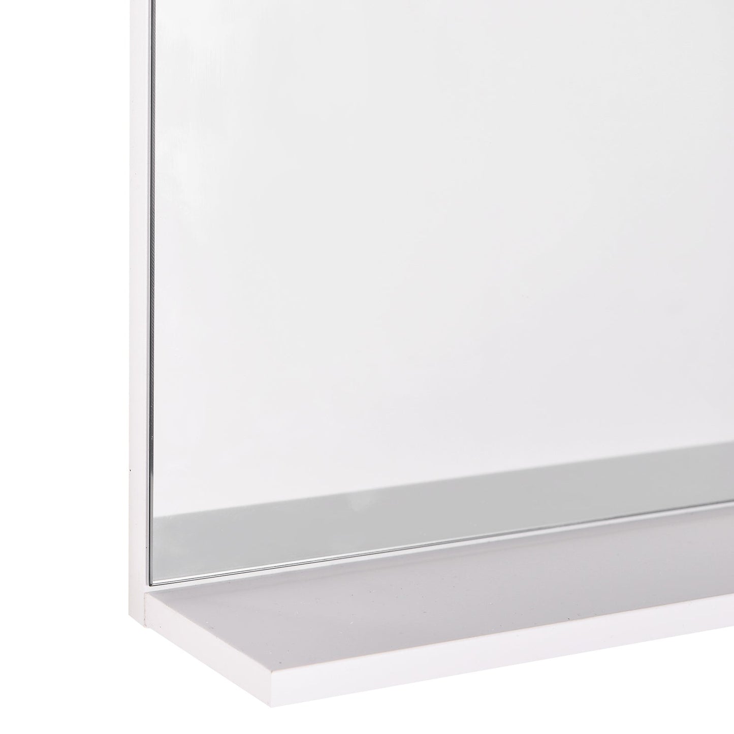 Wall Mounted Bathroom Mirror with 3 Tiers Storage Shelves - White